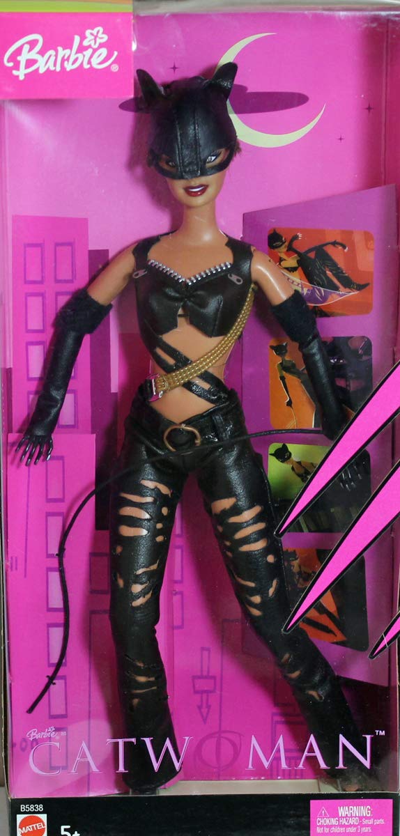 Barbie Halle Berry Catwoman doll close-up for display and collection.