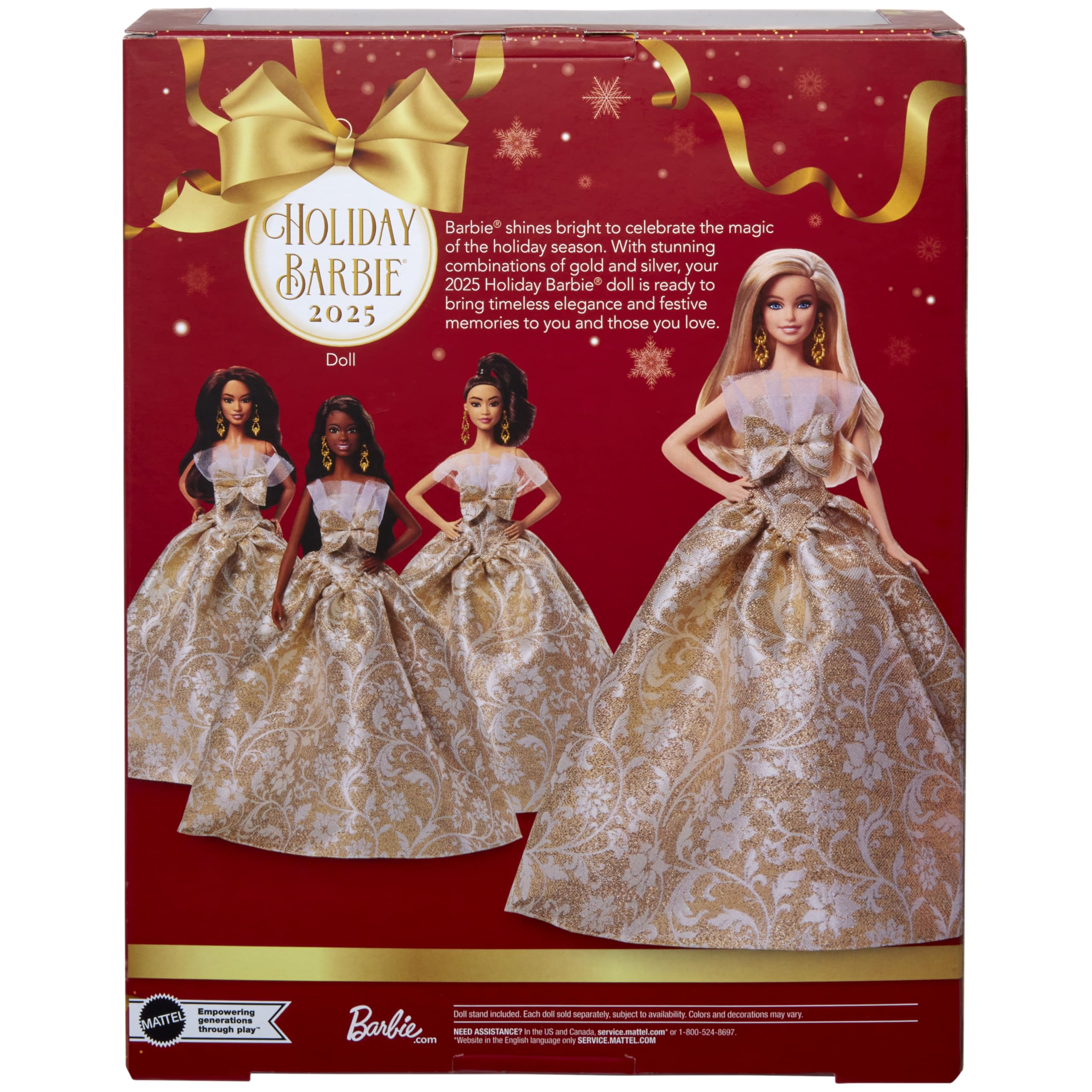 Barbie Holiday Barbie gift-ready packaging enhances holiday gifting.