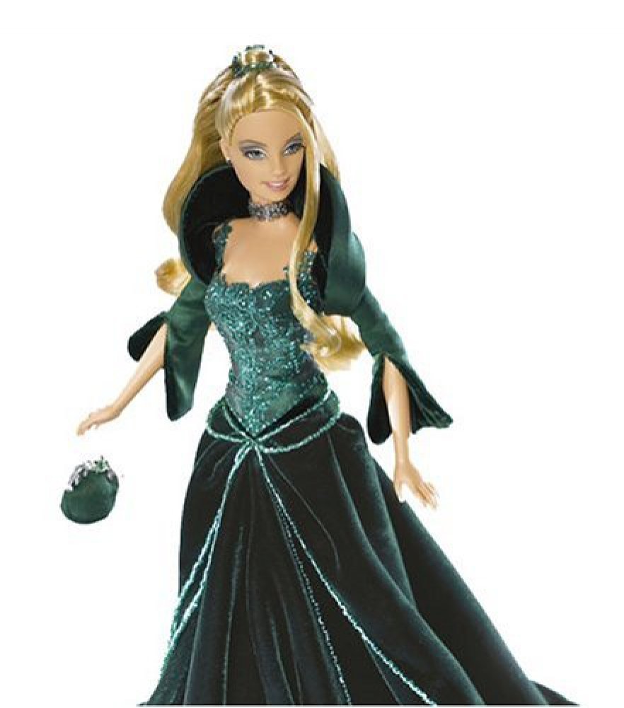 Barbie Holiday Doll 2004 in green velvet gown for elegant display