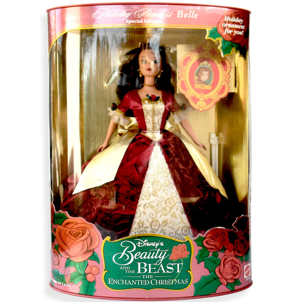 Barbie Holiday Princess Belle Special Edition doll in burgundy velvet gown for holiday display