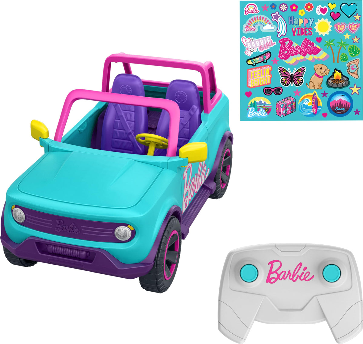 Barbie Hot Wheels RC SUV front seat for two dolls, enabling shared adventures.