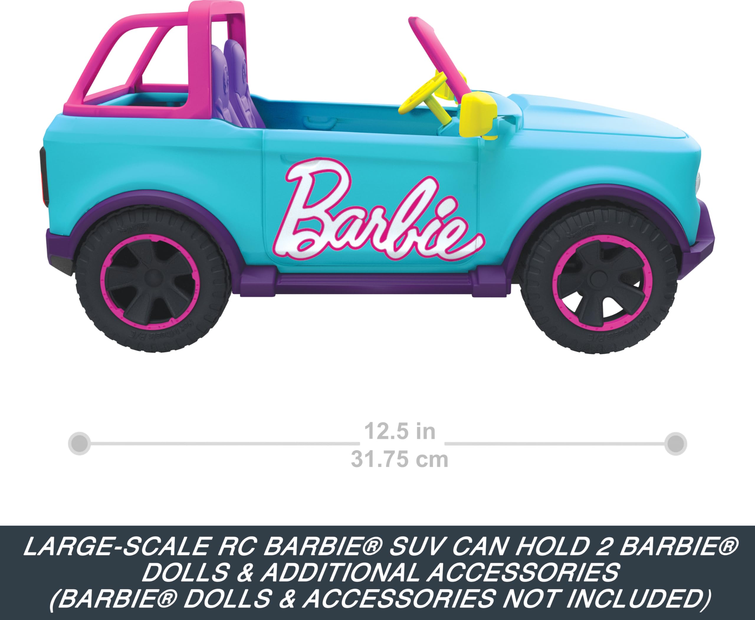 Barbie Hot Wheels RC SUV full-function remote control for indoor and outdoor play.