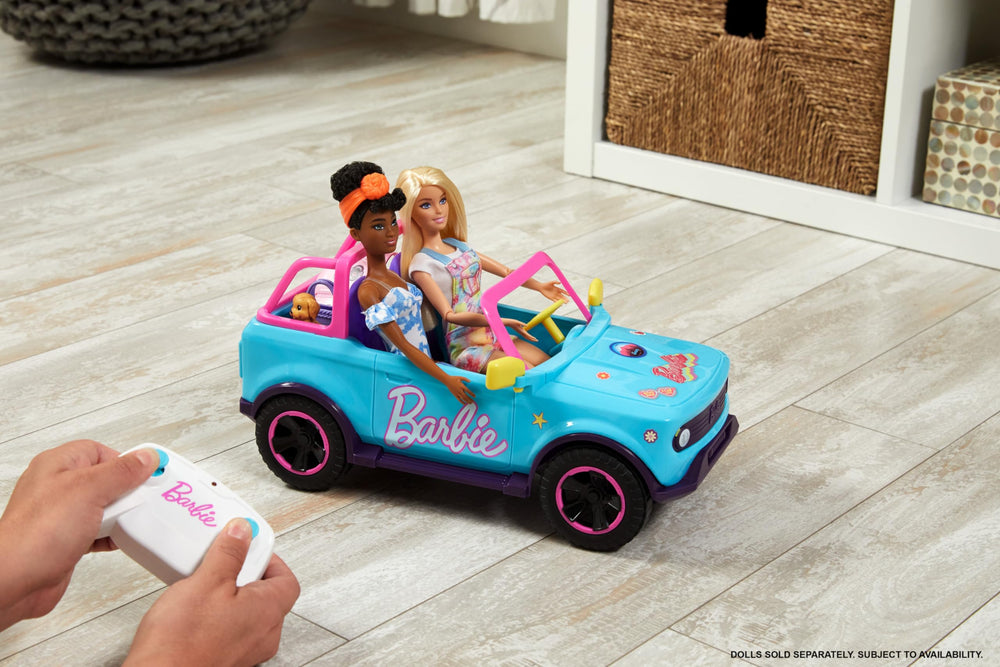 Barbie Hot Wheels RC SUV rear storage area for accessories on the go.