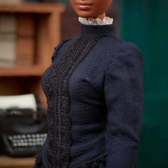 Sculpted Ida B. Wells Barbie with articulated joints for versatile posing.