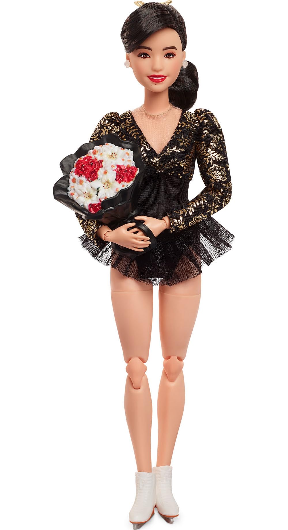 Barbie Inspiring Women Kristi Yamaguchi costume for display