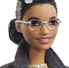 Barbie Rosa Parks collectible with coordinated outfit for shelves.