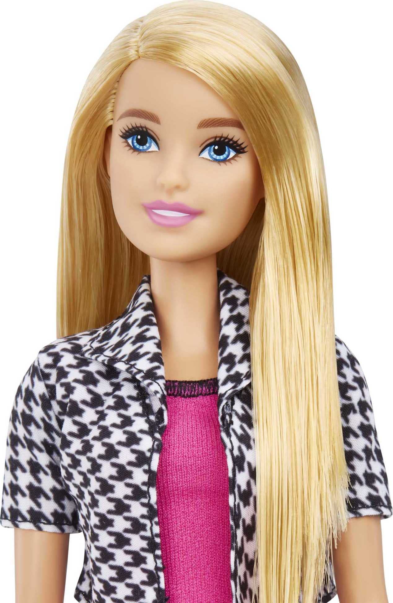 Barbie Interior Designer doll in pink dress and jacket for stylish storytelling