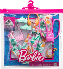Barbie Jurassic World accessories including backpack and necklace for complete storytelling.