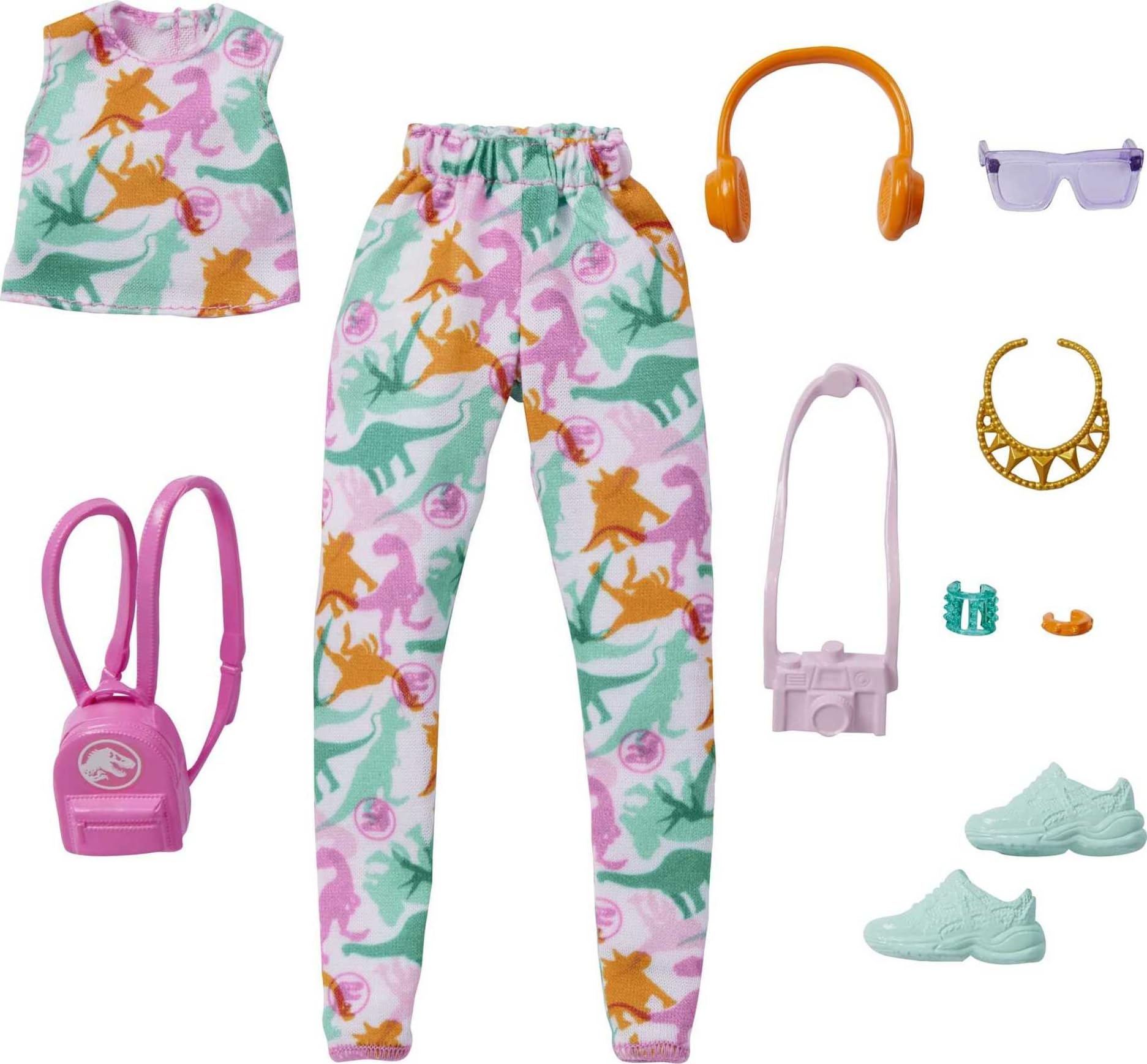 Barbie Jurassic World crop top look for imaginative play and mix-and-match outfits.