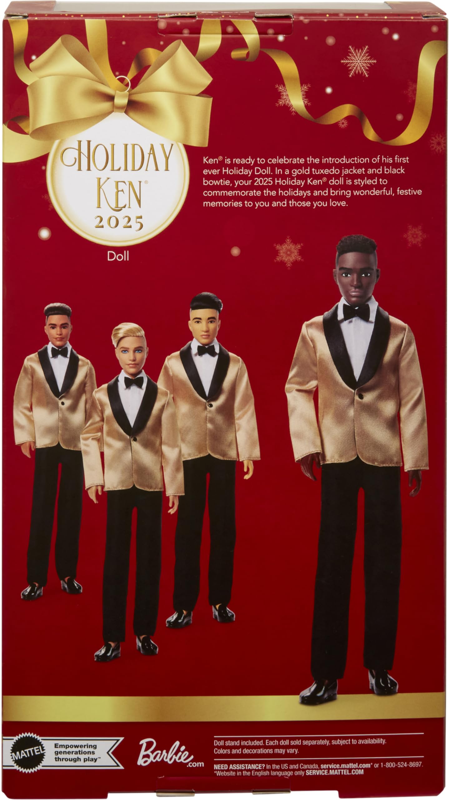 Barbie Ken 2025 Holiday certificate of authenticity confirms collector value.