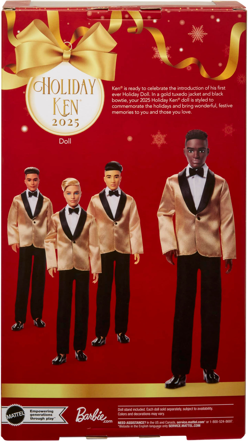Barbie Ken 2025 Holiday certificate of authenticity confirms collector value.
