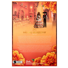 Barbie Ken Día de Muertos 2025 packaging features marigold design