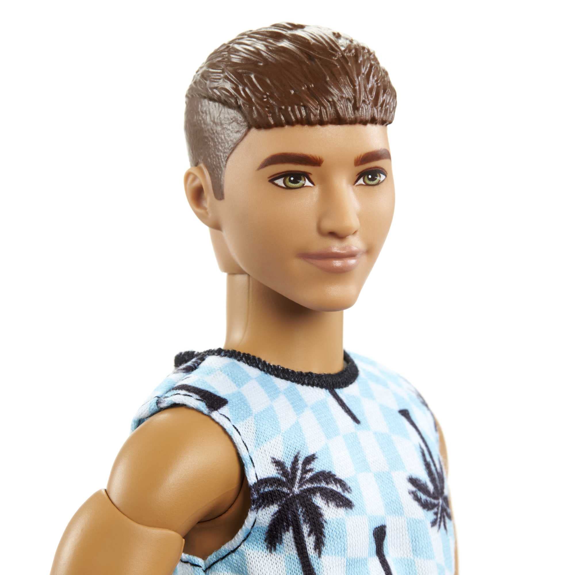 Barbie Ken doll checkered tee with palm tree for fashionable scenes