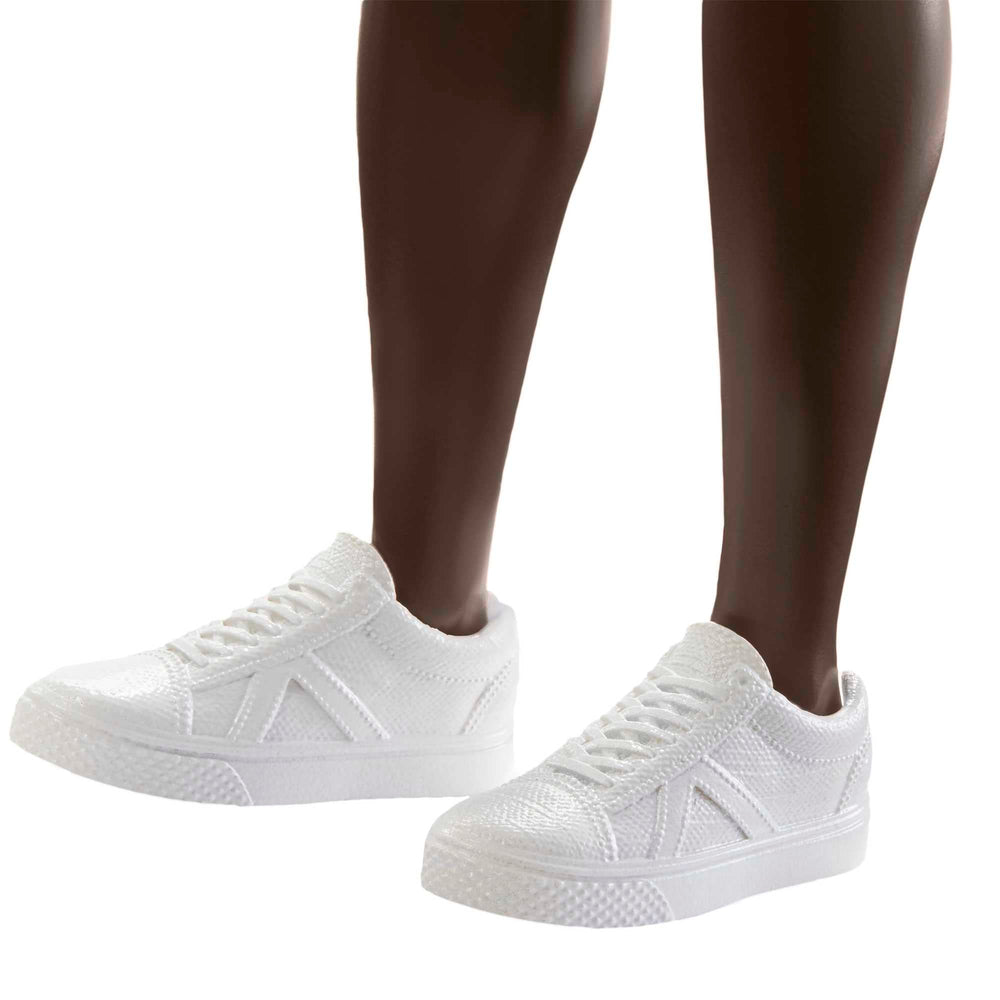 Barbie Ken Fashionistas 203 white sneakers complete the sporty look.