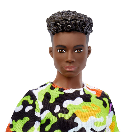Ken Fashionistas wearing multi-colored camo shirt for bold outfits and mixing