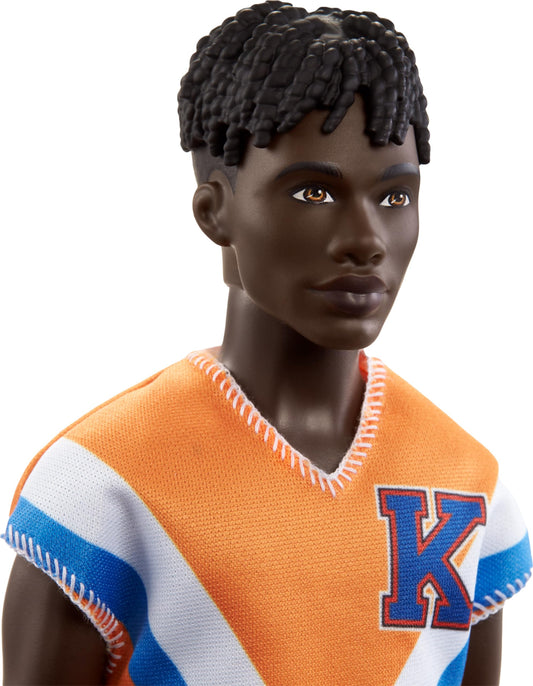 Barbie Ken Fashionistas orange jersey and shorts ready for colorful adventures.