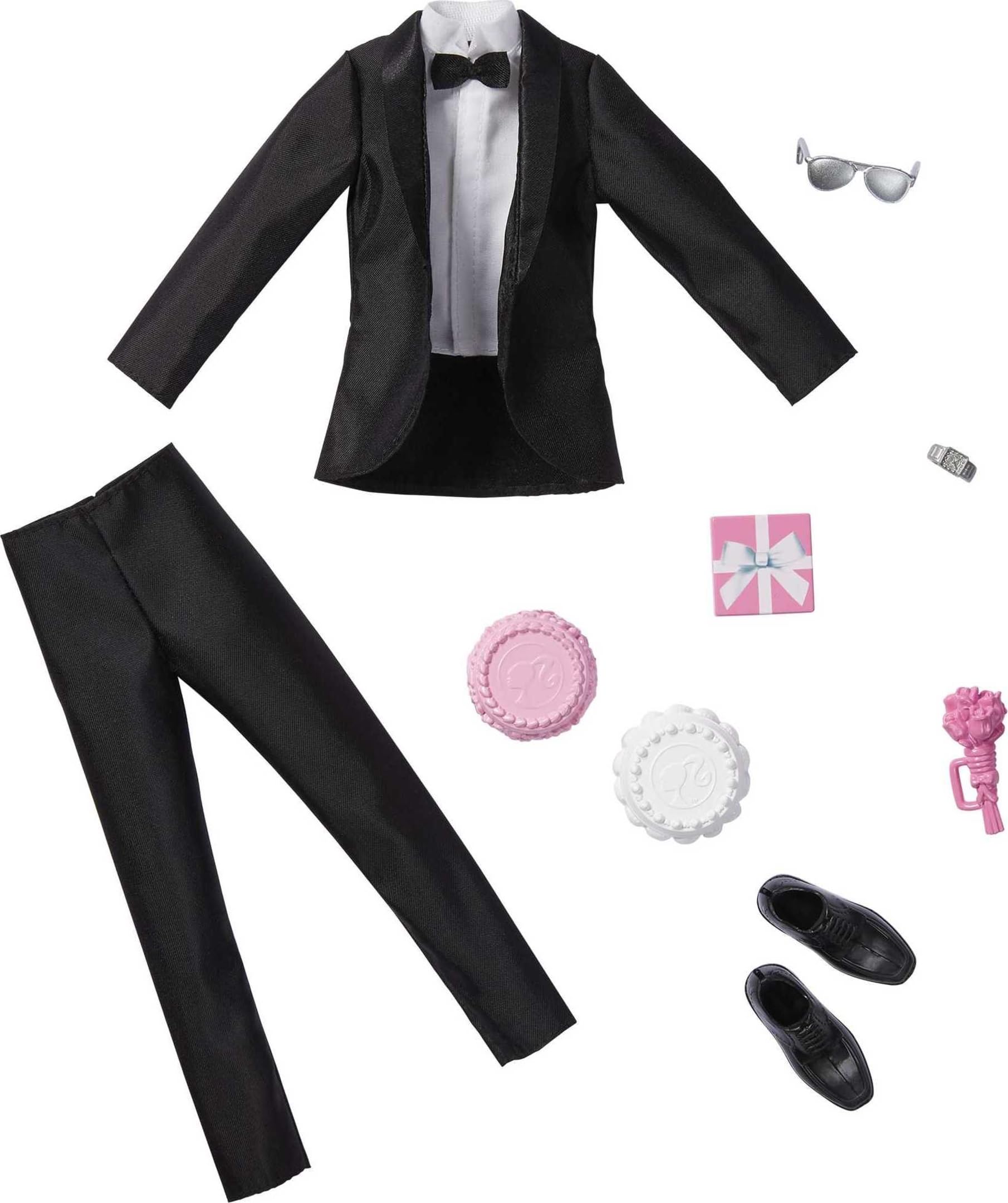 Barbie Ken wedding tuxedo outfit for imaginative play and styling.