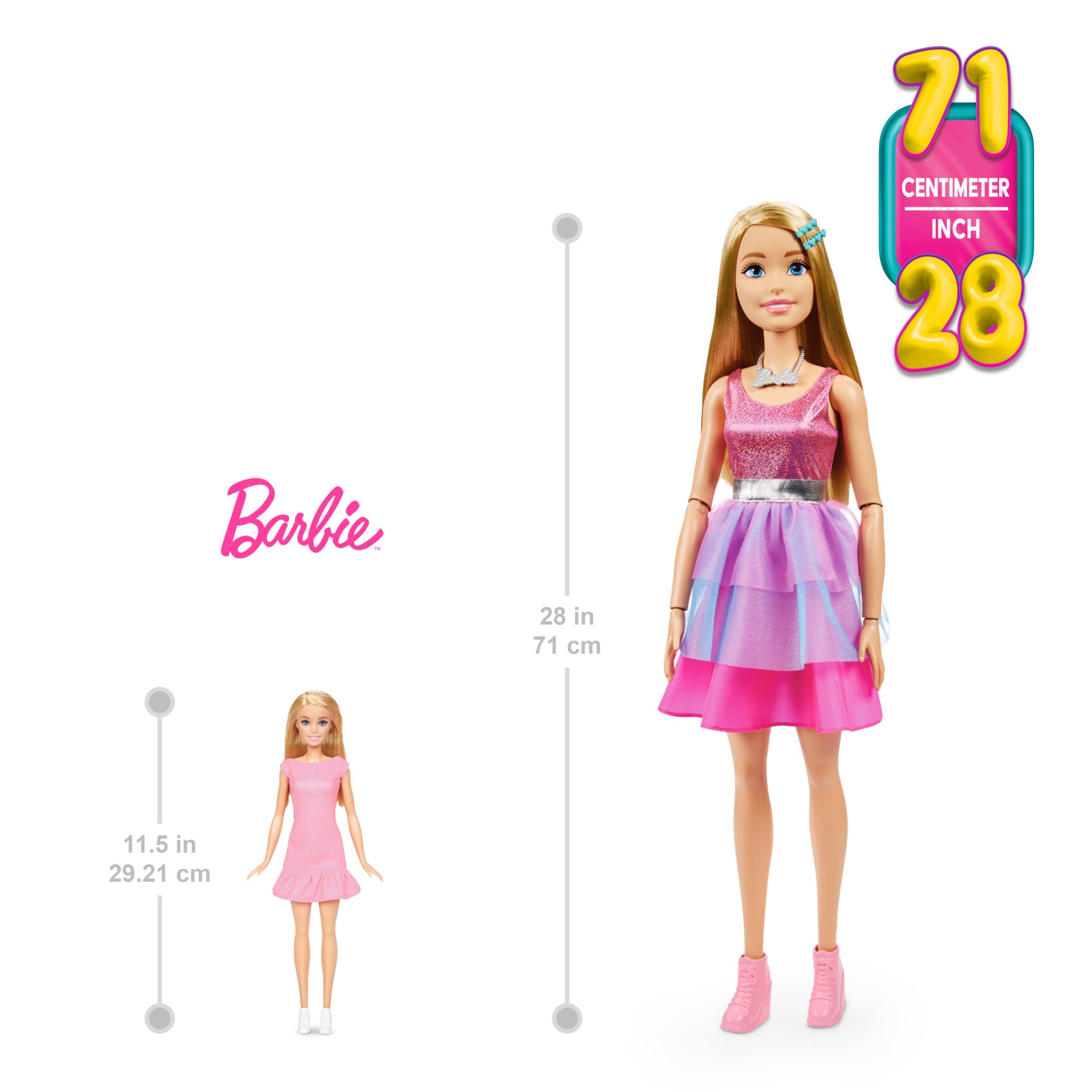 Barbie pink booties finish the outfit for a chic look.