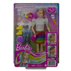 Barbie Leopard Rainbow Hair cat ears and purse add playful fashion detail.