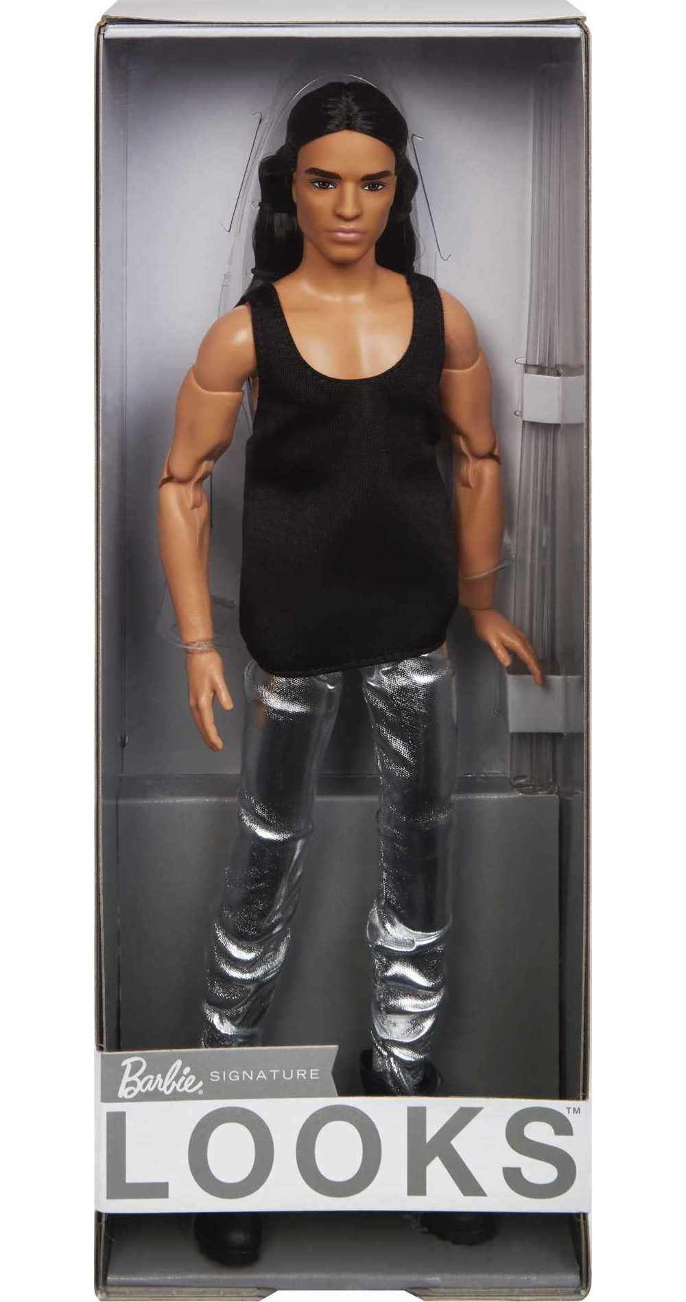 Barbie Looks Ken doll includes stand and authenticity certificate for display.