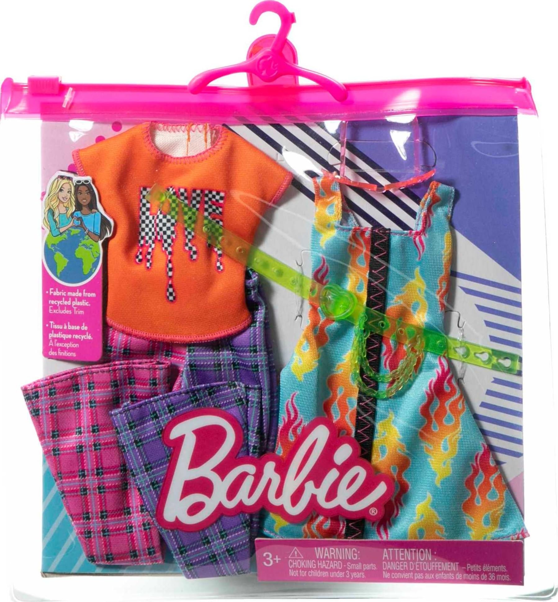 Barbie LOVE tee with plaid flare pants for versatile styling.