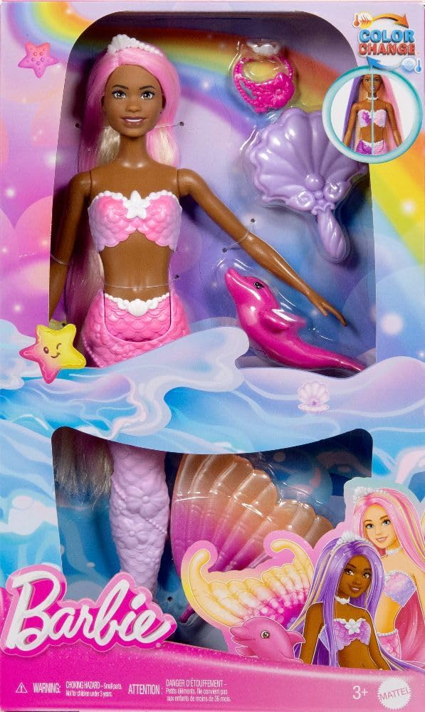 Barbie Brooklyn mermaid doll with pink hair ready for imaginative styling.