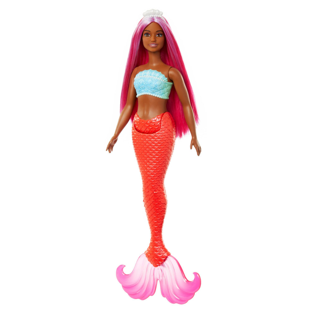 Barbie mermaid doll two-tone magenta hair creates versatile styling options.