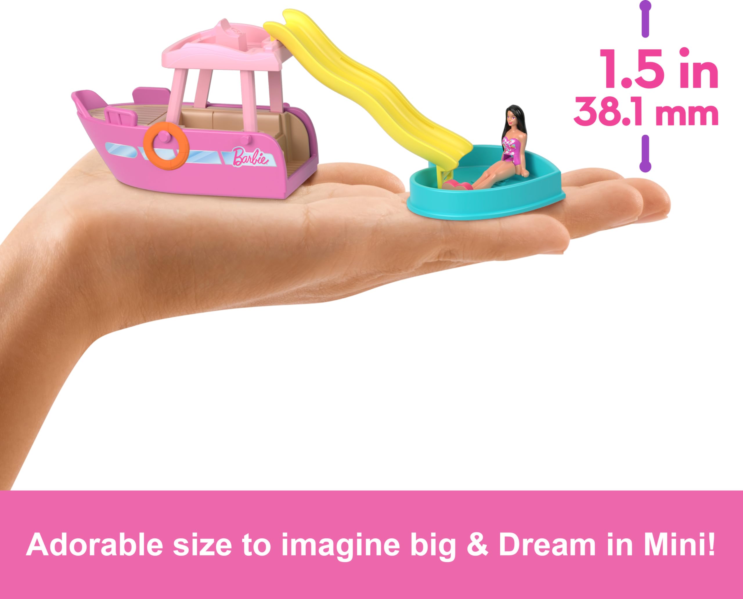 Barbie Mini BarbieLand heart base connects to playsets for storytelling.