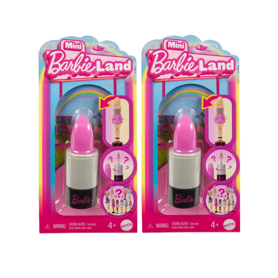 Barbie Mini BarbieLand doll emerging from lipstick tube for imaginative play