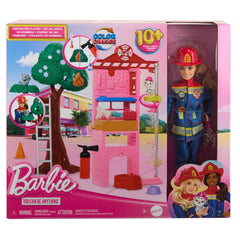 Barbie mini fire truck and accessories boost authentic firefighter play.