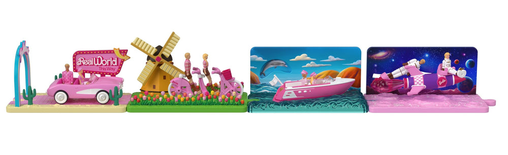 Barbie The Movie collection connects with Mini BarbieLand sets for expanded scenes.