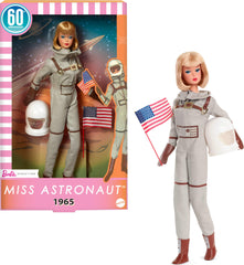 Barbie Miss Astronaut doll in silver suit ready for display.