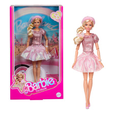 Barbie The Movie doll with Margot Robbie pink outfit, ideal for display collections.