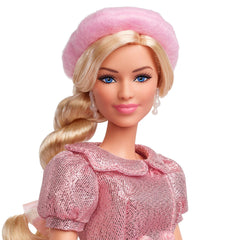 Barbie movie doll stand included for stable posing and display.
