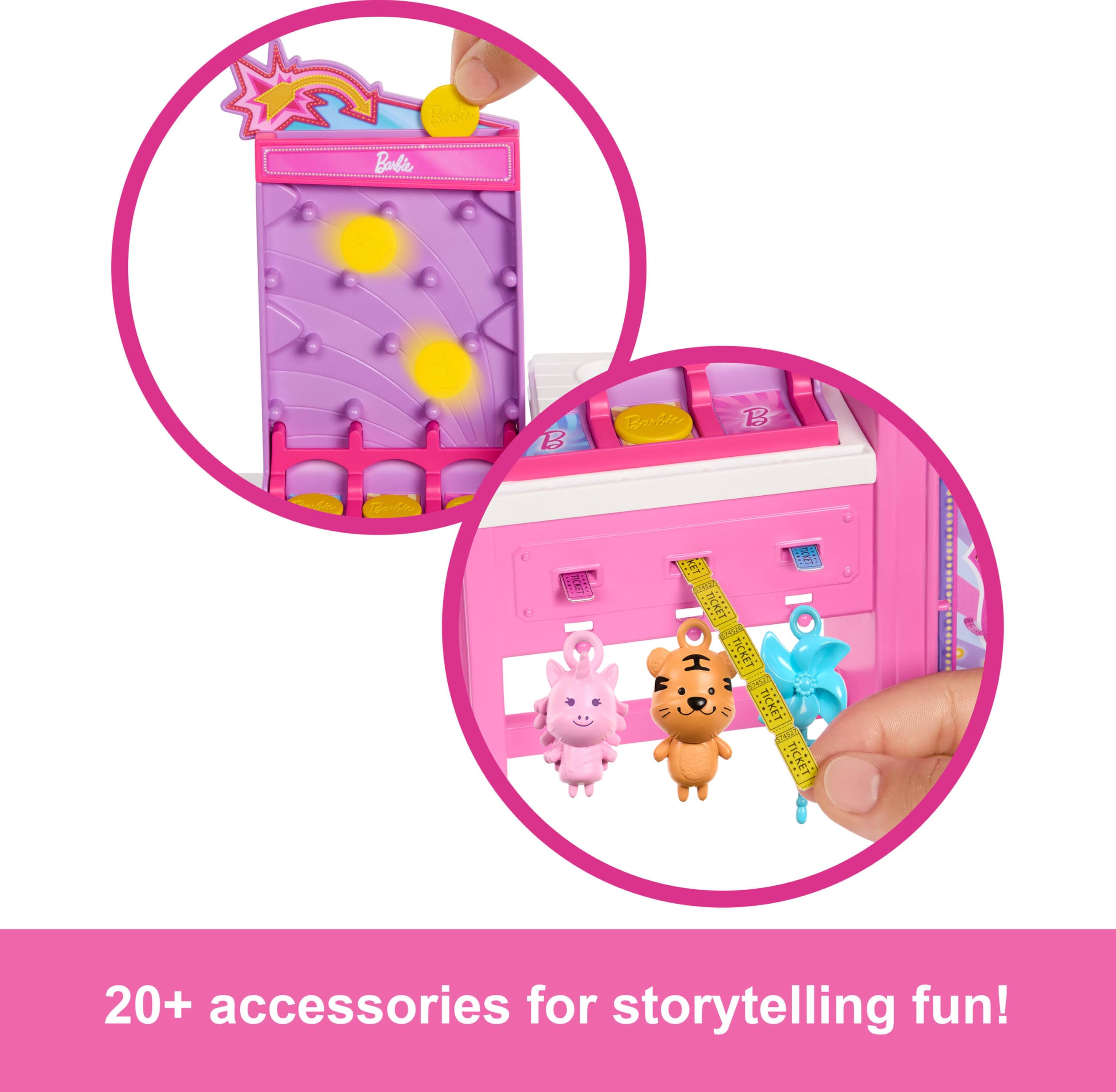Barbie Mysteries prizes include pig, tiger, and pinwheel for excitement.