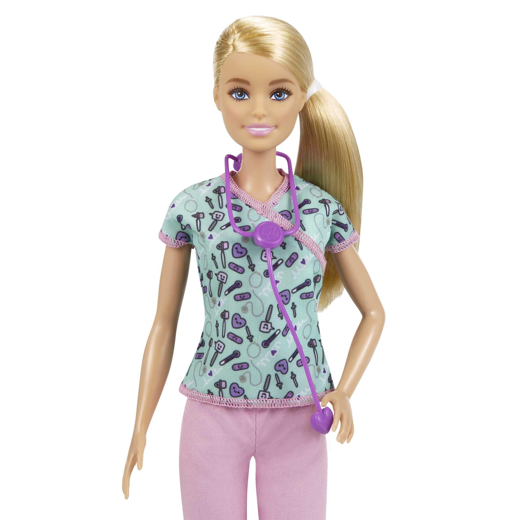 Barbie Nurse Blonde Doll wearing white shoes for everyday clinical storytelling.