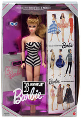 Barbie 35th Anniversary original 1959 doll with package, blonde hair, display piece