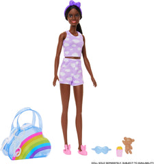 Barbie lilac pajamas dotted in clouds for cozy storytelling
