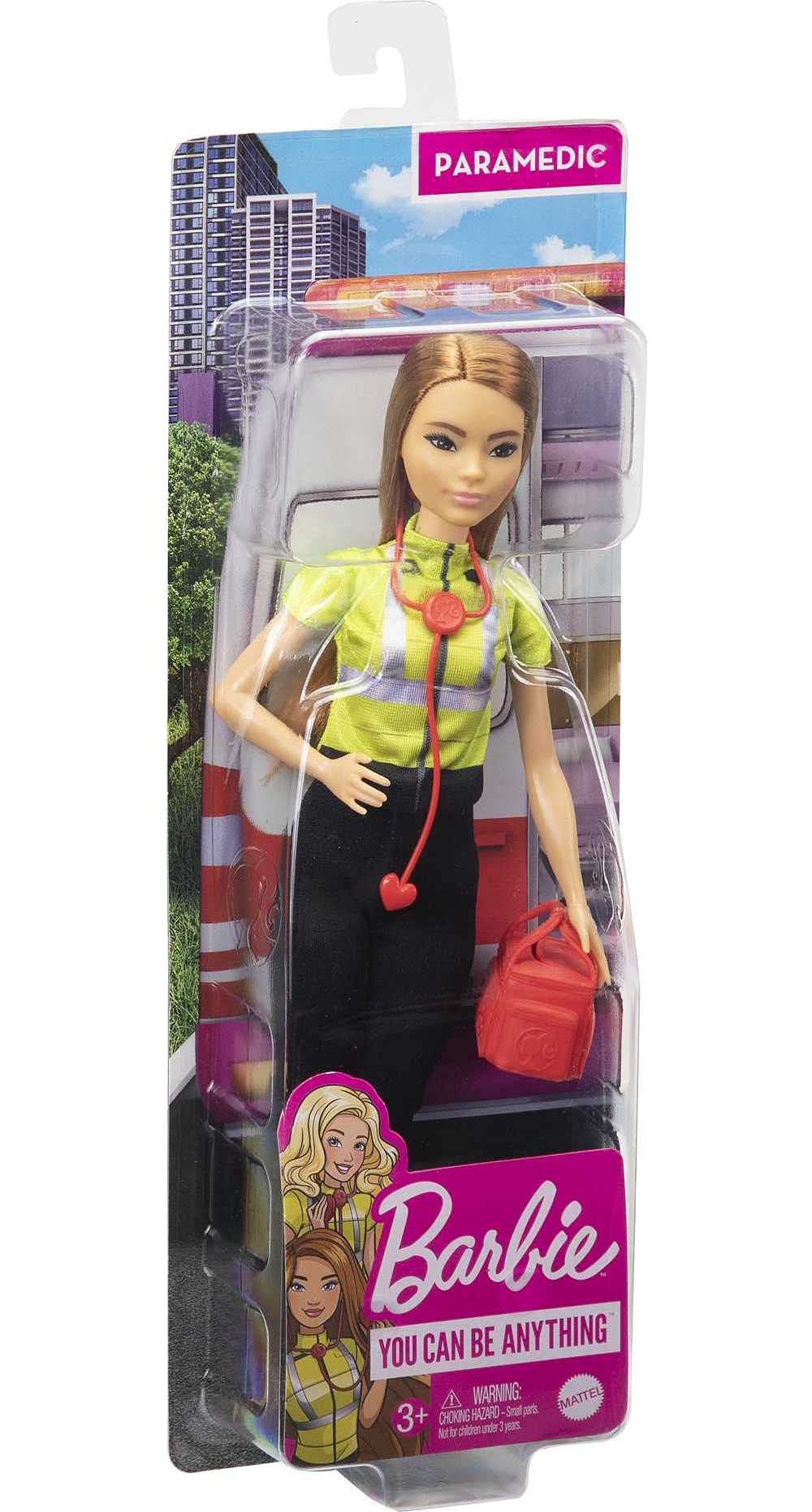 Barbie paramedic accessories invite caring scenarios and empathy during play.