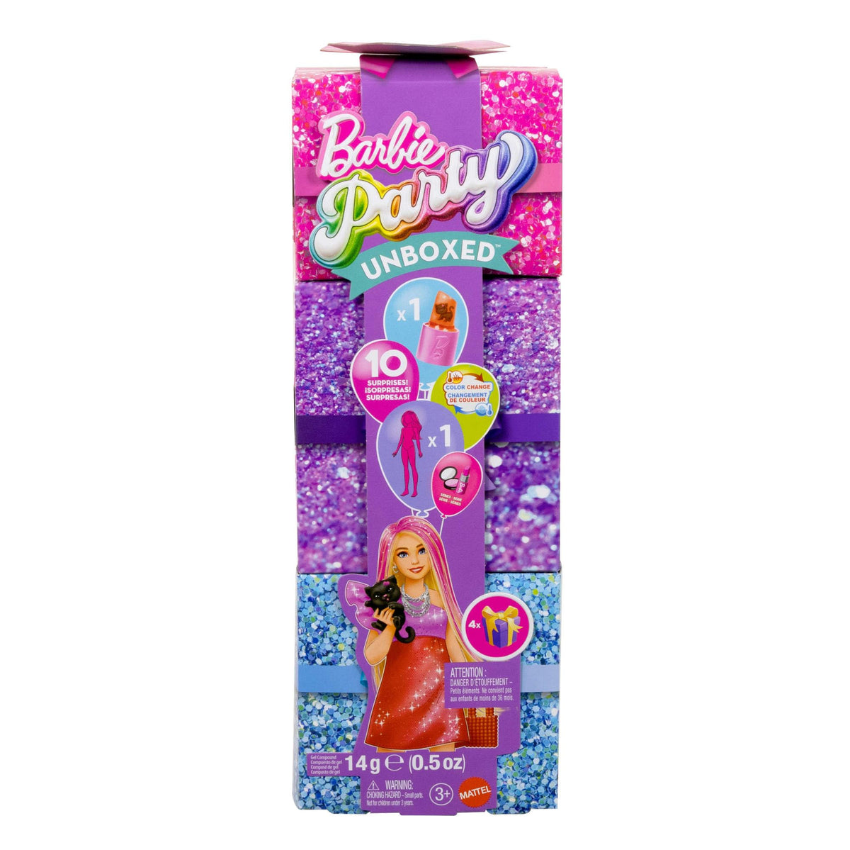 Barbie Party Unboxed Glam Party first present opens to reveal fashion doll for imaginative play