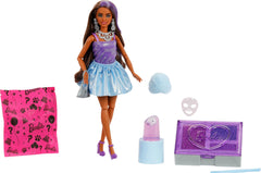 Barbie Party Unboxed hair towel and face mask reveal prep-ready look.