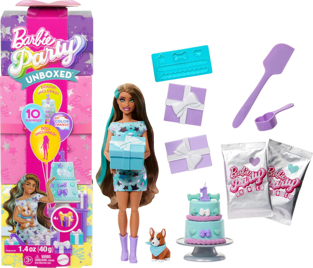 Barbie Party Unboxed: presents and dolls reveal for imaginative unboxing play