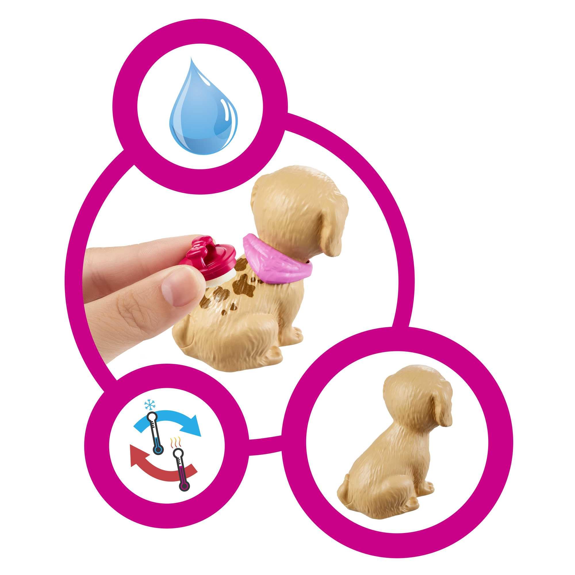 Barbie pet boutique shelving unit to organize accessories for tidy play.