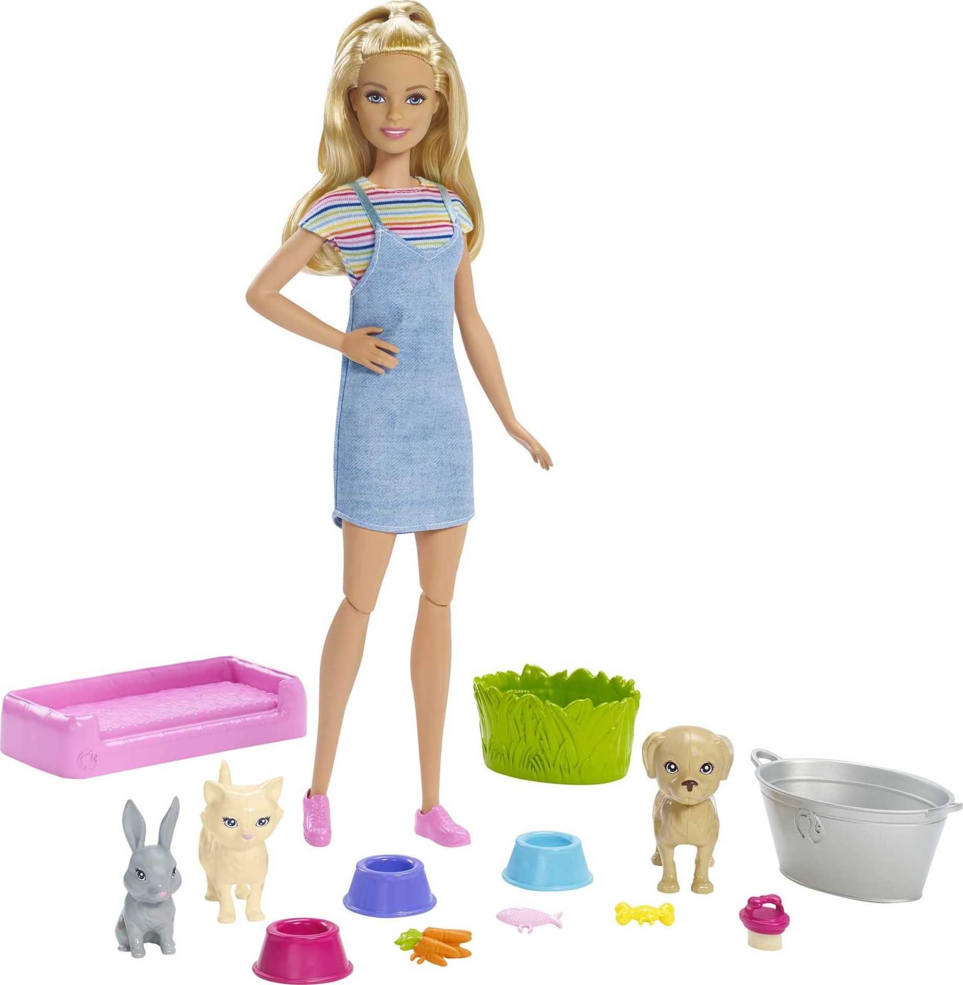 Barbie Play 'n Wash Pets doll with color-change puppy enhances imaginative pet care play