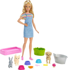 Barbie Play 'n Wash Pets doll with color-change puppy enhances imaginative pet care play