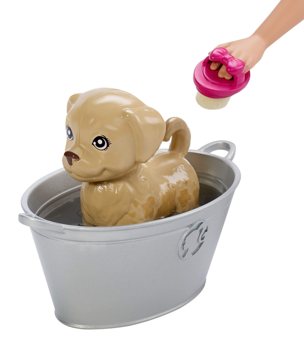 Barbie color-change bunny reveals dirt-to-clean magic in pretend pet care