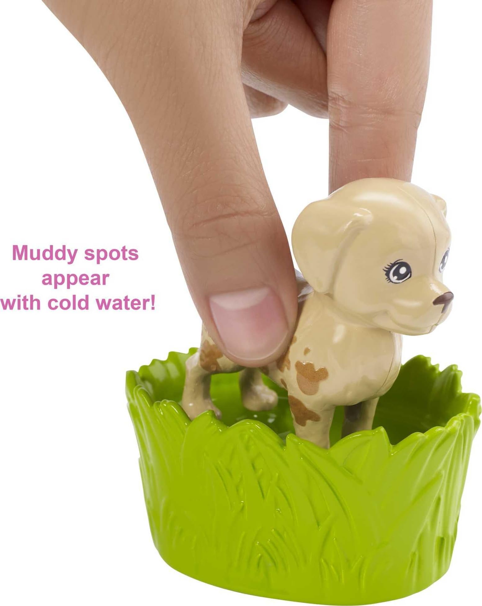 Barbie grass bucket scene supports outdoor play and pretend feeding
