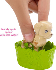 Barbie grass bucket scene supports outdoor play and pretend feeding