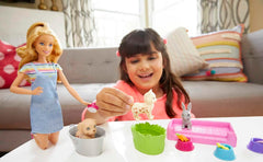 Barbie color-change puppy shows dirty-to-clean transformation for hands-on washing fun