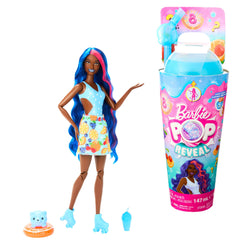 Barbie Pop Reveal Fruit Series doll with blue hair shown for imaginative play and unboxing fun